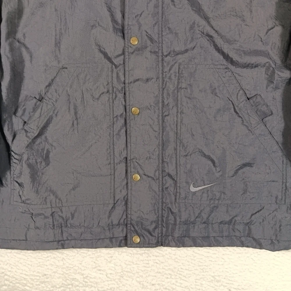 Vintage 90s Nike Jacket Mens Large Gray Raincoat Windbreaker Hoodied Full Zip